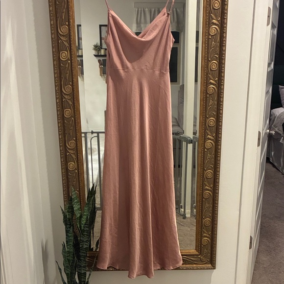 Free people intimately smoke and mirrors drap maxi mauve satin slip dress LG - Picture 11 of 12